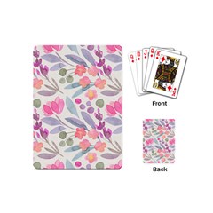 Purple And Pink Cute Floral Pattern Playing Cards (mini) 