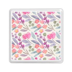 Purple And Pink Cute Floral Pattern Memory Card Reader (square)  by paulaoliveiradesign