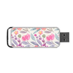 Purple And Pink Cute Floral Pattern Portable Usb Flash (two Sides) by paulaoliveiradesign