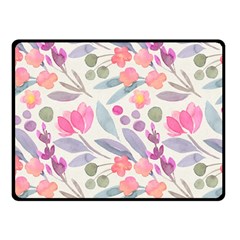 Purple And Pink Cute Floral Pattern Double Sided Fleece Blanket (small)  by paulaoliveiradesign