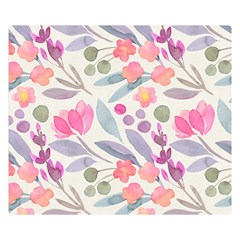 Purple And Pink Cute Floral Pattern Double Sided Flano Blanket (small)  by paulaoliveiradesign