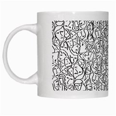 Elio s Shirt Faces in Black Outlines on White White Mugs