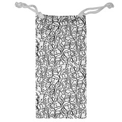 Elio s Shirt Faces in Black Outlines on White Jewelry Bag