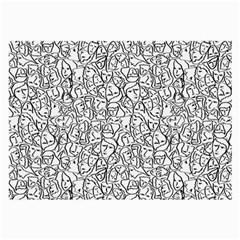 Elio s Shirt Faces in Black Outlines on White Large Glasses Cloth (2-Side)