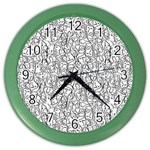 Elio s Shirt Faces in Black Outlines on White Color Wall Clocks Front