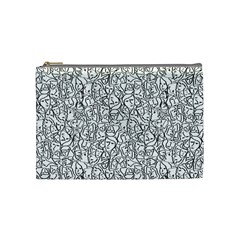 Elio s Shirt Faces in Black Outlines on White Cosmetic Bag (Medium) 