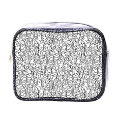 Elio s Shirt Faces in Black Outlines on White Mini Toiletries Bags