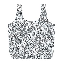 Elio s Shirt Faces in Black Outlines on White Full Print Recycle Bags (L) 