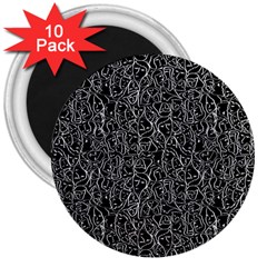 Elio s Shirt Faces In White Outlines On Black Crying Scene 3  Magnets (10 Pack)  by PodArtist