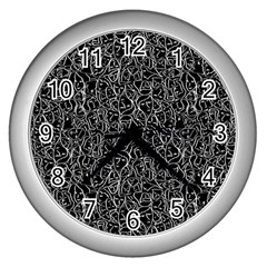 Elio s Shirt Faces In White Outlines On Black Crying Scene Wall Clocks (silver)  by PodArtist