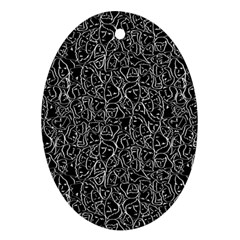 Elio s Shirt Faces In White Outlines On Black Crying Scene Oval Ornament (two Sides) by PodArtist