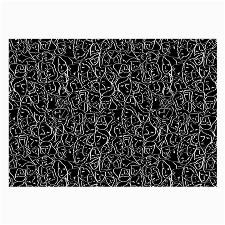 Elio s Shirt Faces in White Outlines on Black Crying Scene Large Glasses Cloth (2-Side)