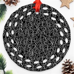 Elio s Shirt Faces In White Outlines On Black Crying Scene Ornament (round Filigree) by PodArtist