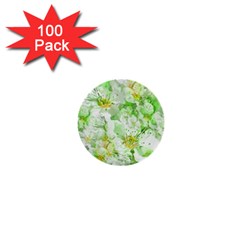 Light Floral Collage  1  Mini Buttons (100 Pack)  by dflcprints