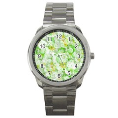 Light Floral Collage  Sport Metal Watch by dflcprints