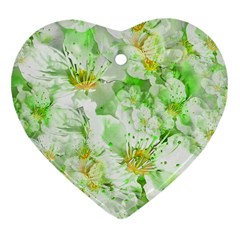 Light Floral Collage  Heart Ornament (two Sides) by dflcprints