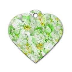 Light Floral Collage  Dog Tag Heart (one Side) by dflcprints