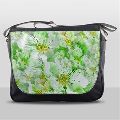 Light Floral Collage  Messenger Bags by dflcprints