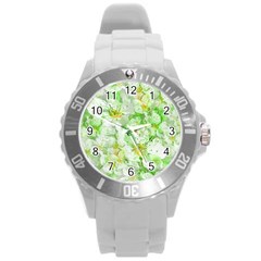 Light Floral Collage  Round Plastic Sport Watch (l) by dflcprints