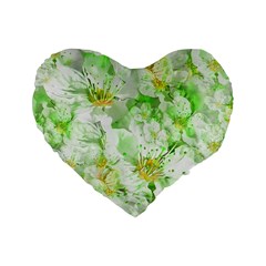 Light Floral Collage  Standard 16  Premium Heart Shape Cushions by dflcprints