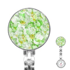 Light Floral Collage  Stainless Steel Nurses Watch by dflcprints