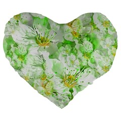 Light Floral Collage  Large 19  Premium Flano Heart Shape Cushions by dflcprints