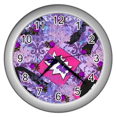 Purlpe Retro Pop Wall Clocks (silver)  by snowwhitegirl