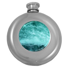 Green Ocean Splash Round Hip Flask (5 Oz) by snowwhitegirl