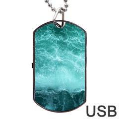 Green Ocean Splash Dog Tag Usb Flash (one Side) by snowwhitegirl