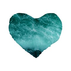 Green Ocean Splash Standard 16  Premium Heart Shape Cushions by snowwhitegirl