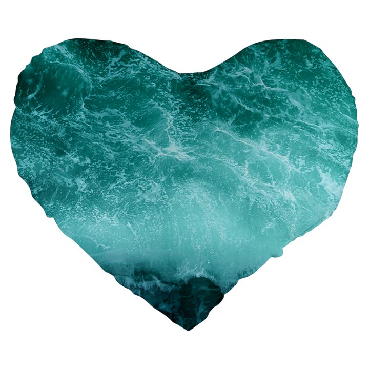 Green Ocean Splash Large 19  Premium Heart Shape Cushions