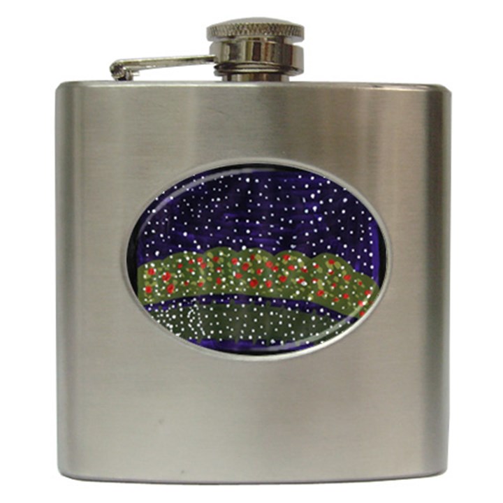 Snowy Roses Hip Flask (6 oz)