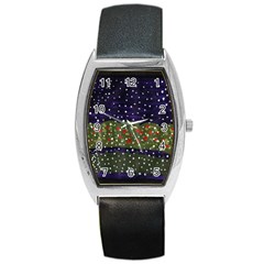 Snowy Roses Barrel Style Metal Watch by snowwhitegirl