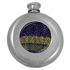 Snowy Roses Round Hip Flask (5 Oz) by snowwhitegirl