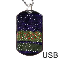 Snowy Roses Dog Tag Usb Flash (one Side) by snowwhitegirl