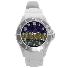 Snowy Roses Round Plastic Sport Watch (l) by snowwhitegirl