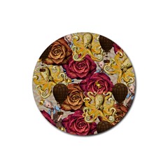 Octopus Floral Rubber Round Coaster (4 Pack)  by snowwhitegirl