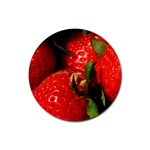 Red Strawberries Rubber Round Coaster (4 pack)  Front