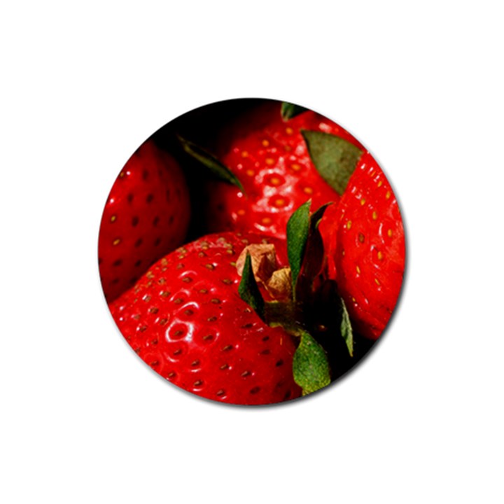 Red Strawberries Rubber Round Coaster (4 pack) 