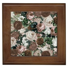 Rose Bushes Brown Framed Tiles by snowwhitegirl