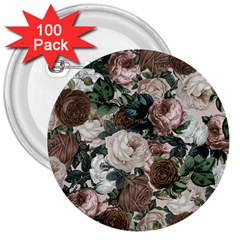 Rose Bushes Brown 3  Buttons (100 Pack)  by snowwhitegirl