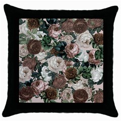 Rose Bushes Brown Throw Pillow Case (black) by snowwhitegirl