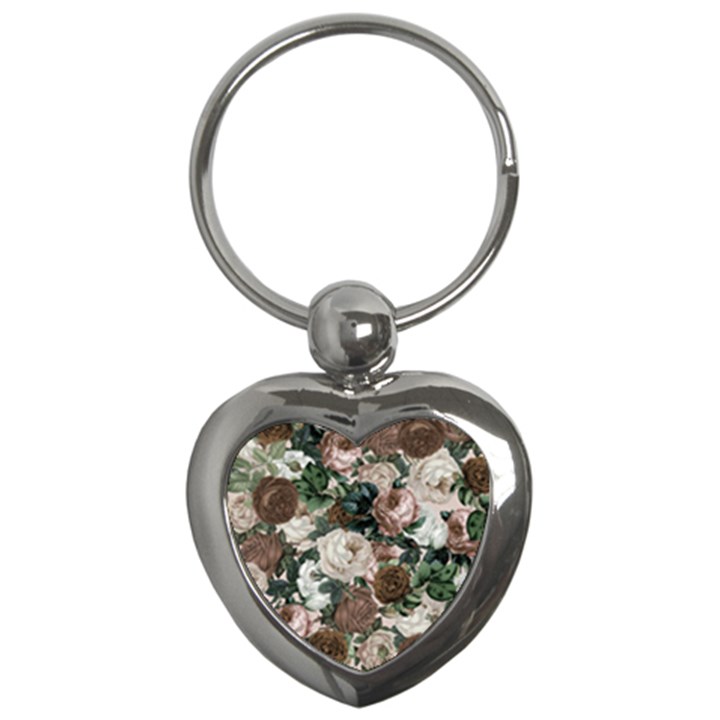 Rose Bushes Brown Key Chains (Heart) 