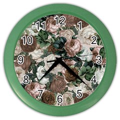 Rose Bushes Brown Color Wall Clocks by snowwhitegirl