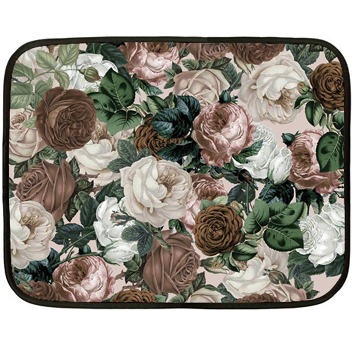 Rose Bushes Brown Double Sided Fleece Blanket (Mini) 