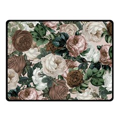 Rose Bushes Brown Fleece Blanket (small)