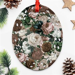 Rose Bushes Brown Oval Filigree Ornament (two Sides) by snowwhitegirl