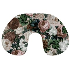 Rose Bushes Brown Travel Neck Pillows by snowwhitegirl