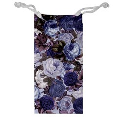 Rose Bushes Blue Jewelry Bag by snowwhitegirl