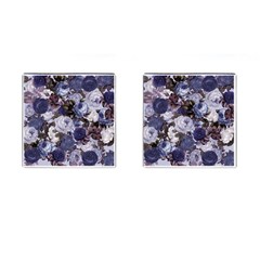 Rose Bushes Blue Cufflinks (square) by snowwhitegirl